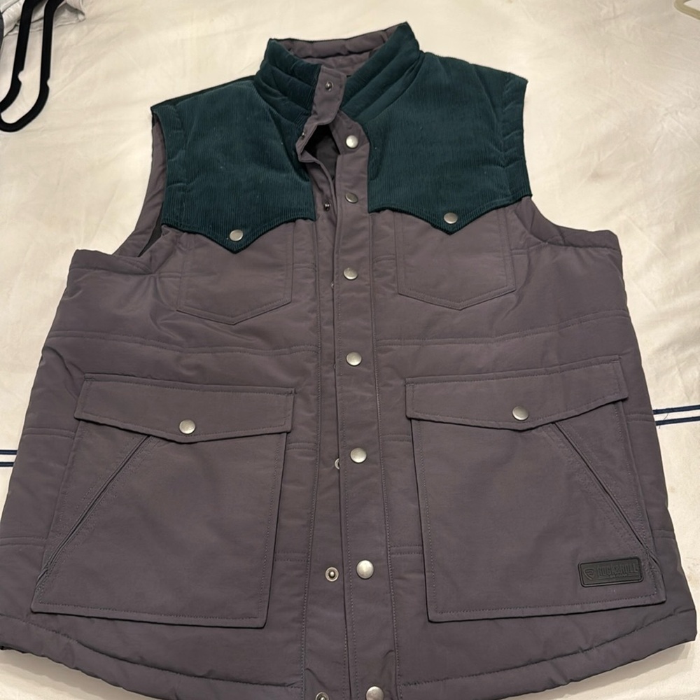 Rock & Roll denim gray green vest large